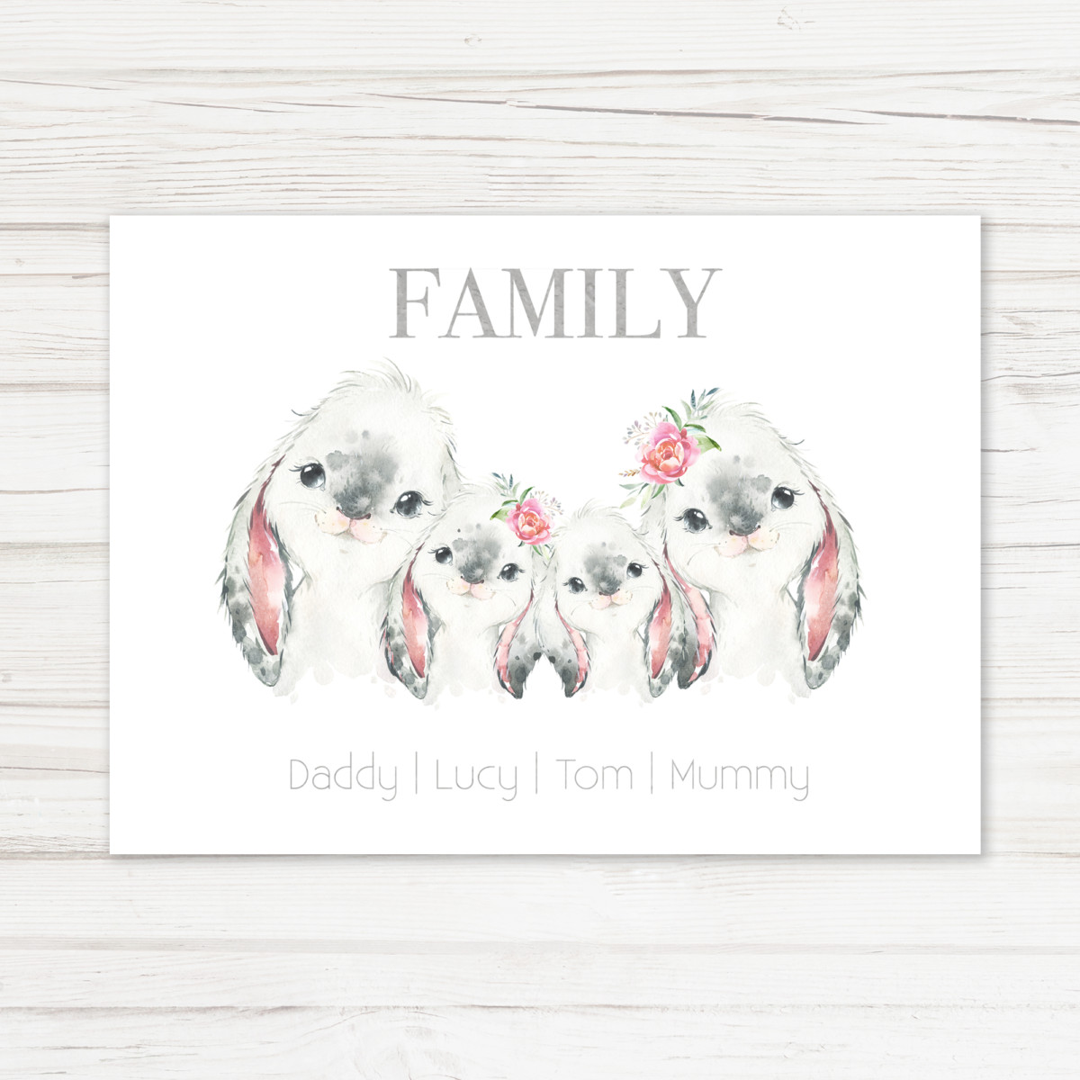 Personalised Rabbit Family Print