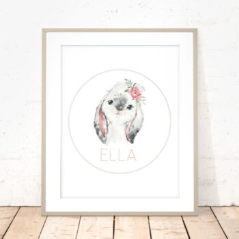 Personalised Rabbit Name Print - Pink