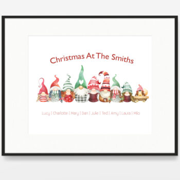 Personalised Christmas Gnome Print
