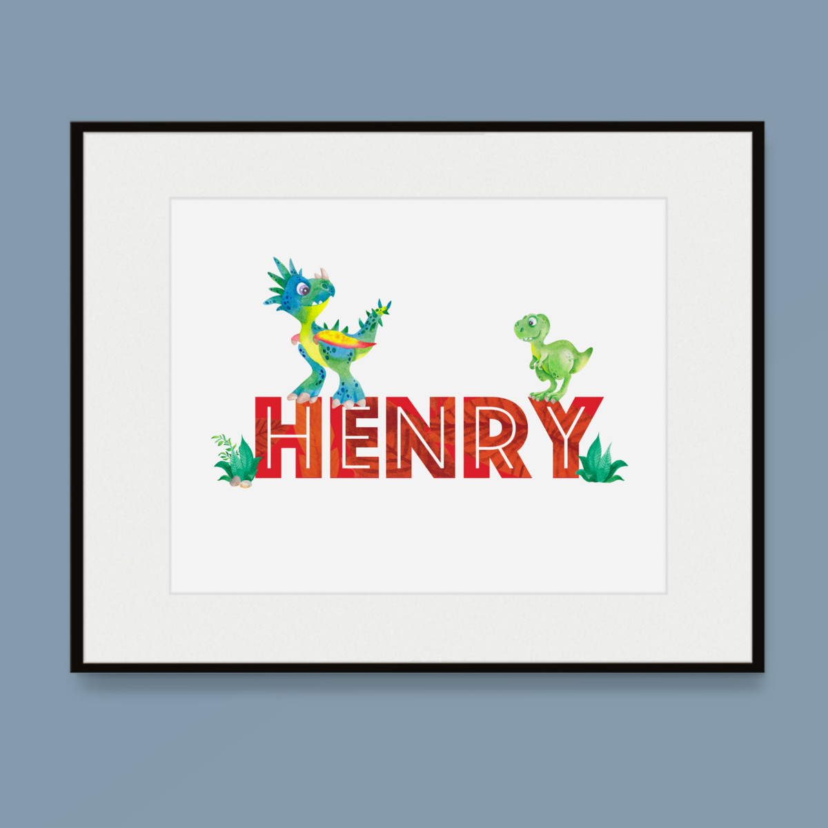 Personalised Dinosaur Name Print - Red