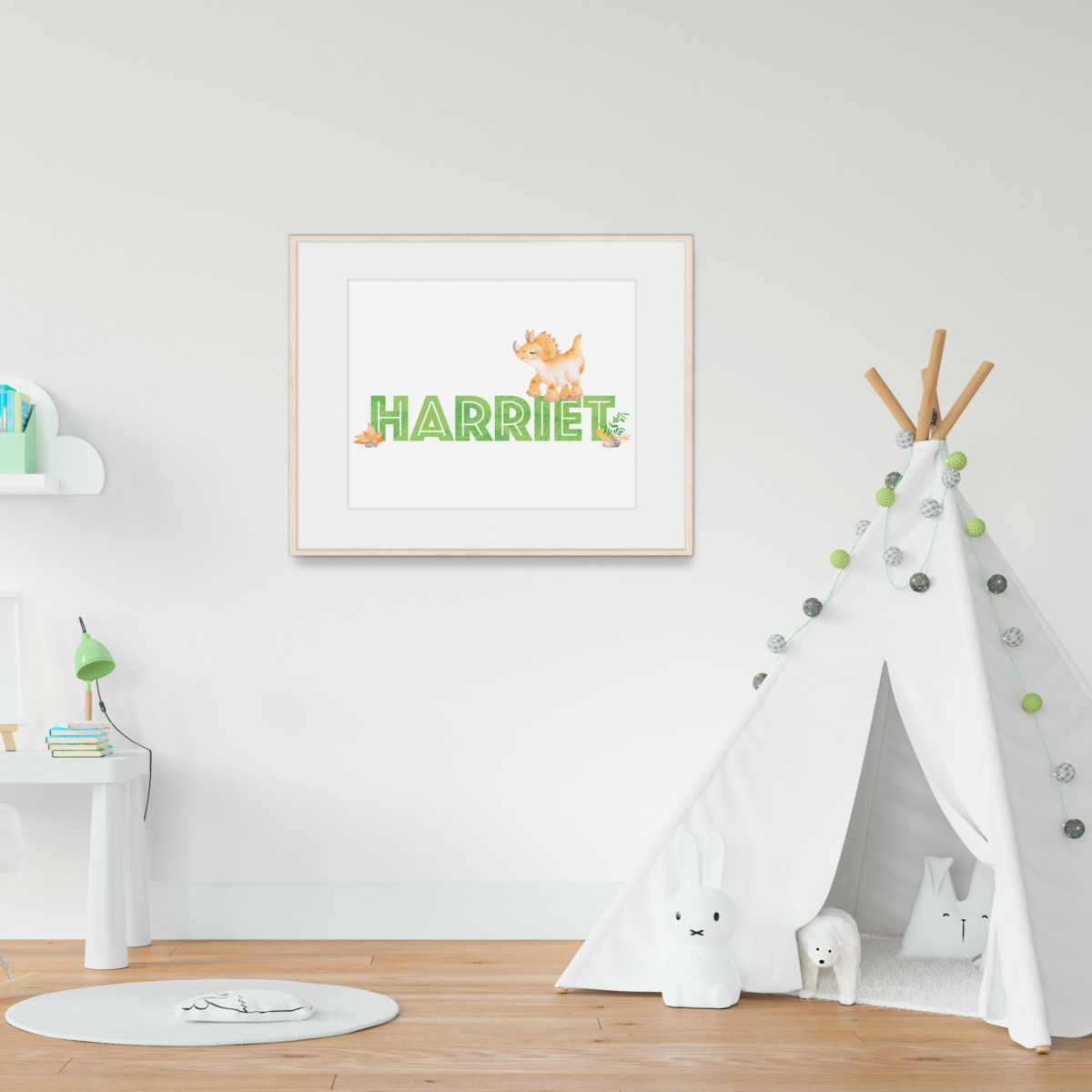 Personalised Dinosaur Name Print - Green