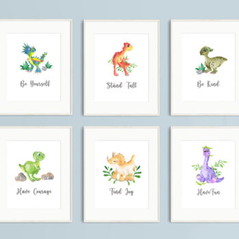 Set of 6 Dinosaur Prints with text
