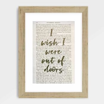 Wuthering Heights Quote Book Page Print - I wish