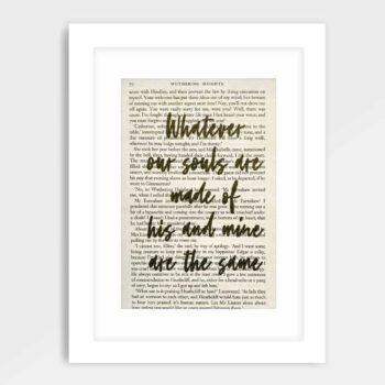 Wuthering Heights Quote Book Page Print - Souls