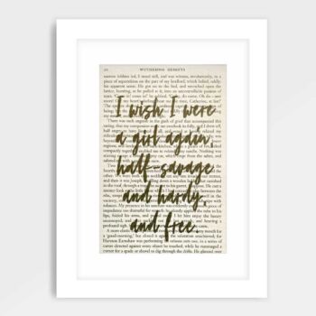 Wuthering Heights Quote Book Page Print - A Girl Again