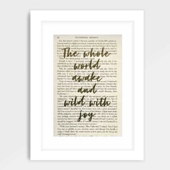 Wuthering Heights Quote Book Page Print - Wild with Joy