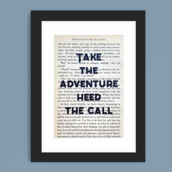 Wind in the Willows Quote Book Page Print - Take the Adventure