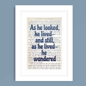 Wind in the Willows Quote Book Page Print - He Wondered