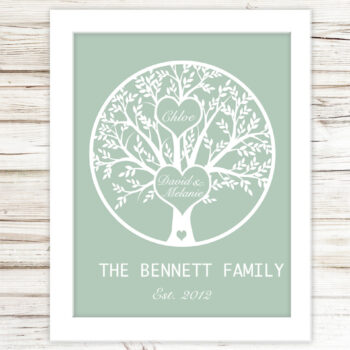 Family Tree Print - 1 child - 10 colour choices
