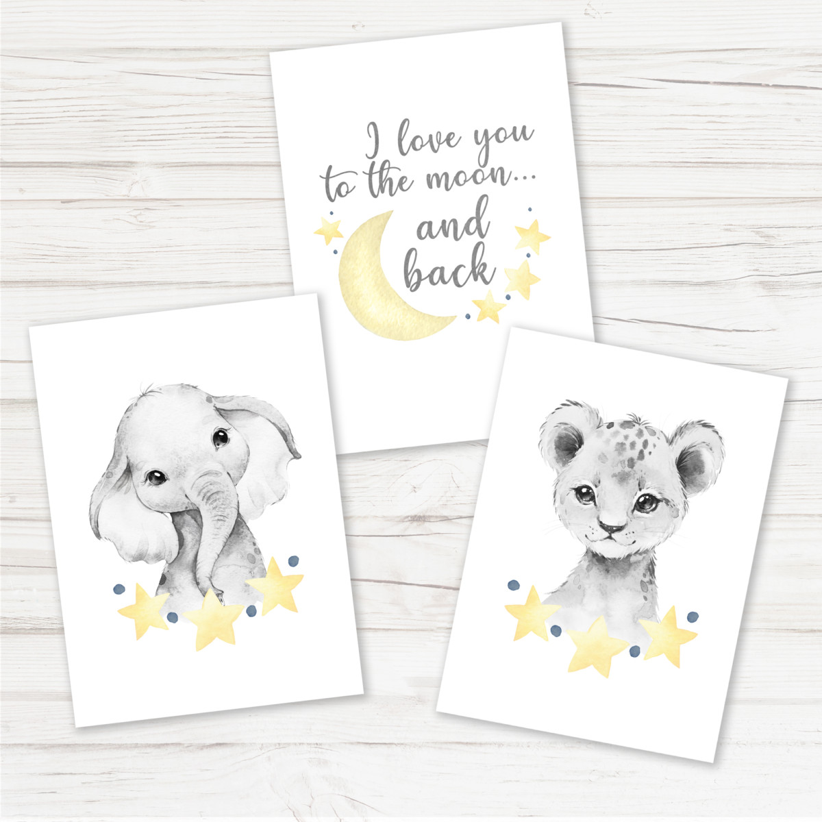 Set of 3 prints - I Love You to the Moon and Back