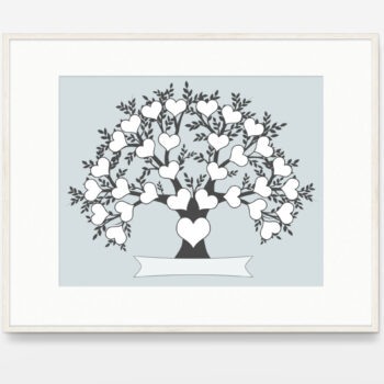 5 generation blank Family Tree print with blue background