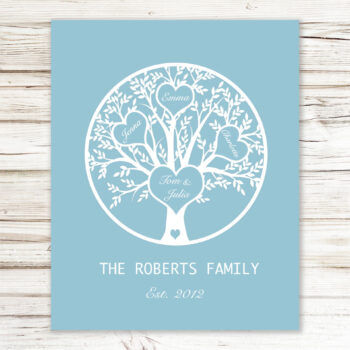 Family Tree Print - 3 child - 10 colour choices