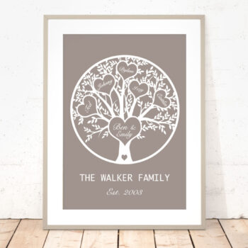 Family Tree Print - 5 child - 10 colour choices