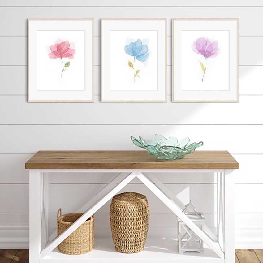 Set of 3 prints - Translucent Flowers