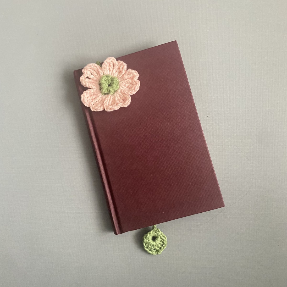 light pink handmade crochet flower bookmark