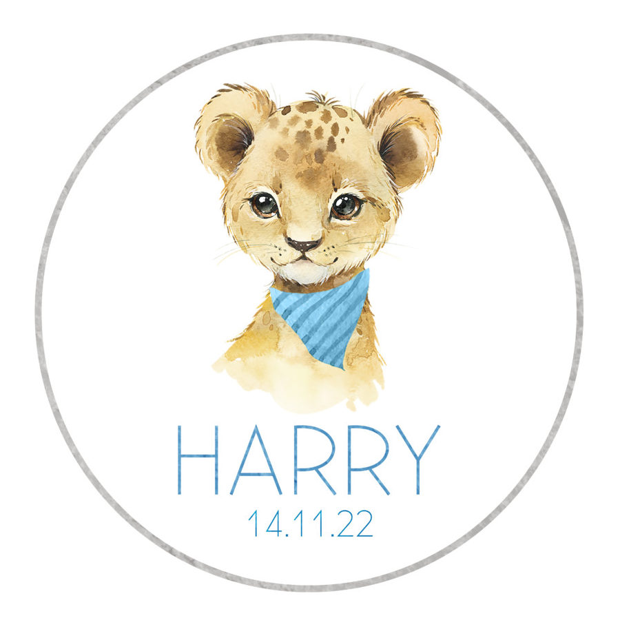 Personalised watercolour lion cub print by Laurel Lane