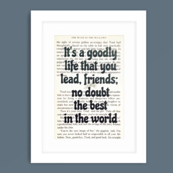 Framed book page book quote print - Its a goodly life that you lead, friends; no dount the best in the world