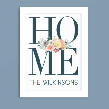 Personalised Home print with watercolour flowers - fully customisable